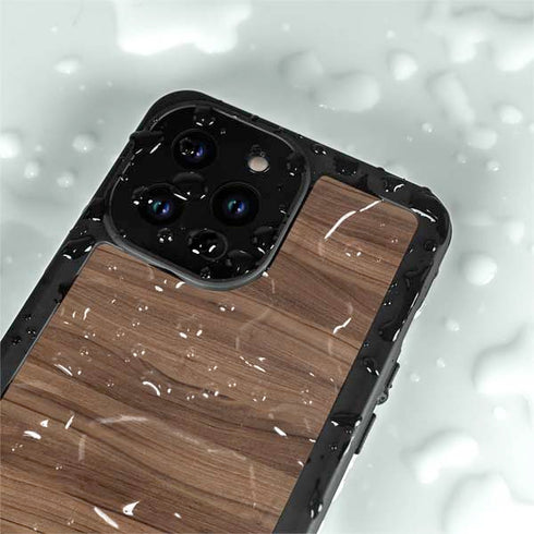 Natural Walnut Wood iPhone 15 Pro Waterproof Case