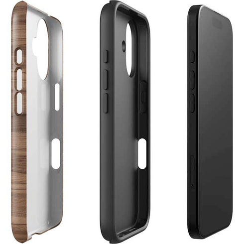 Natural Walnut Wood iPhone 16 Impact Case