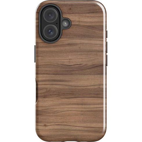 Natural Walnut Wood iPhone 16 Plus Impact Case