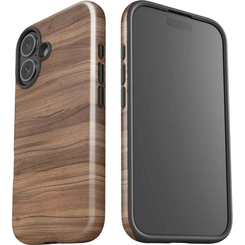 Natural Walnut Wood iPhone 16 Plus Impact Case
