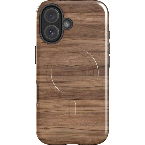 Natural Walnut Wood iPhone 16 Plus Magsafe Impact Case