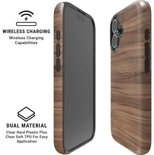 Natural Walnut Wood iPhone 16 Plus Magsafe Impact Case