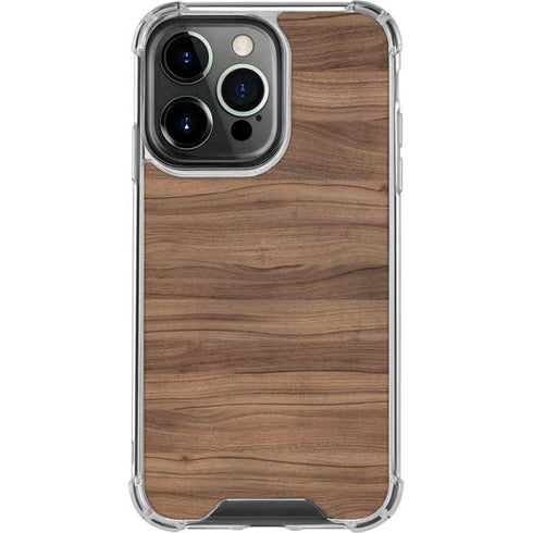 Natural Walnut Wood iPhone 16 Pro Clear Case