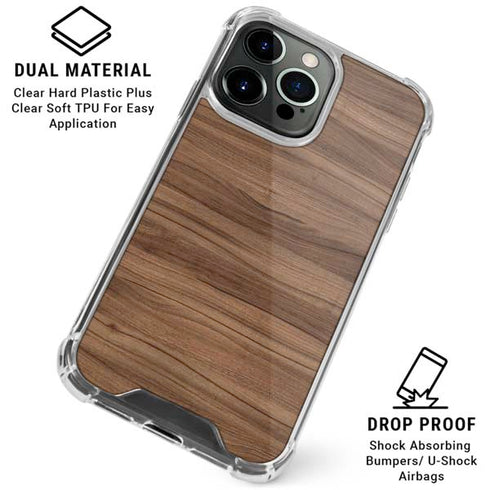 Natural Walnut Wood iPhone 16 Pro Clear Case