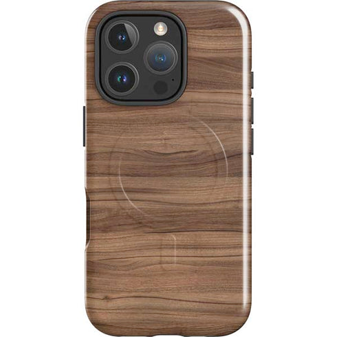 Natural Walnut Wood iPhone 16 Pro Magsafe Impact Case