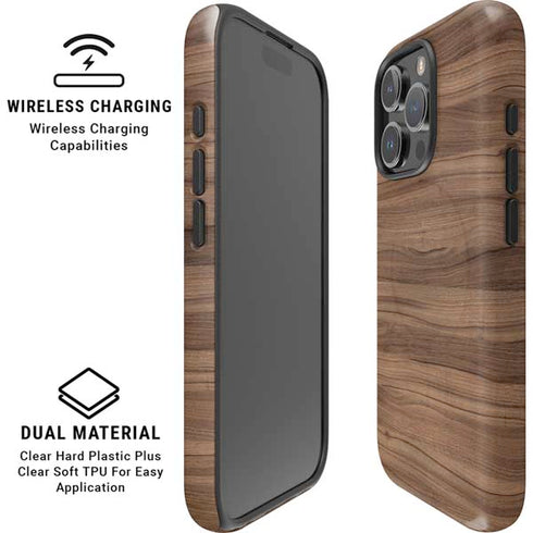 Natural Walnut Wood iPhone 16 Pro Magsafe Impact Case