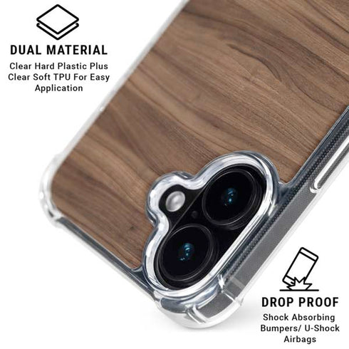 Natural Walnut Wood iPhone 17 Clear Case