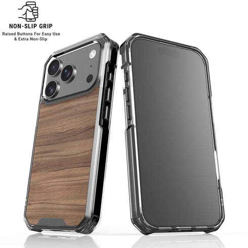 Natural Walnut Wood iPhone 17 Pro Clear Case