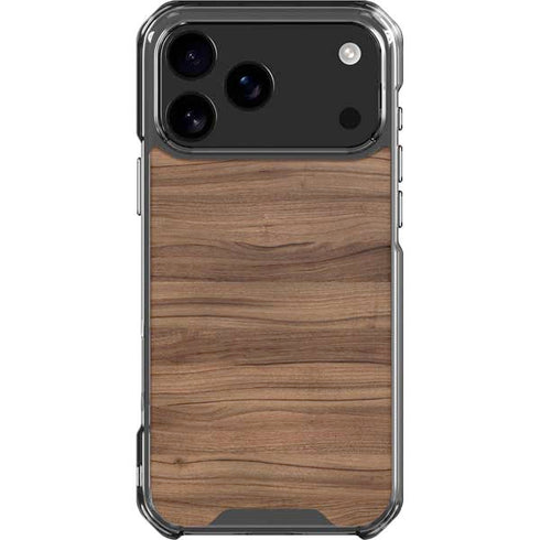 Natural Walnut Wood iPhone 17 Pro Max Clear Case