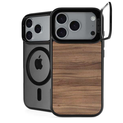 Natural Walnut Wood iPhone 17 Pro Max Kickstand Case