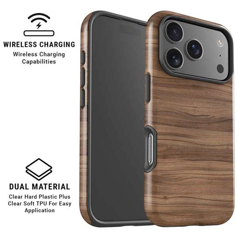 Natural Walnut Wood iPhone 17 Pro Max Magsafe Impact Case