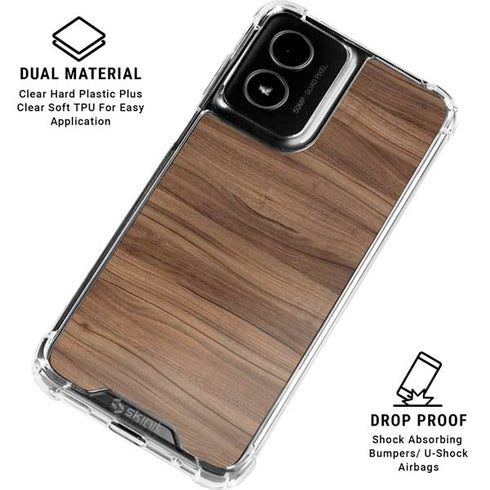 Natural Walnut Wood Moto G Power 5G (2024) Clear Case