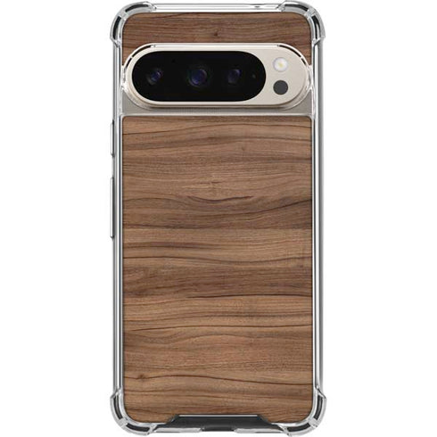 Natural Walnut Wood Pixel 9/9 Pro Clear Case
