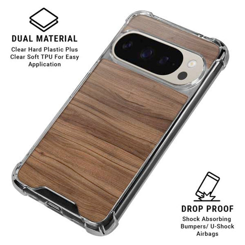 Natural Walnut Wood Pixel 9/9 Pro Clear Case