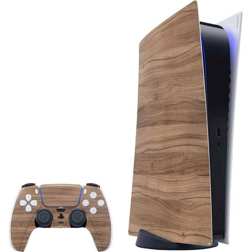 Natural Walnut Wood PlayStation PS5 Skins