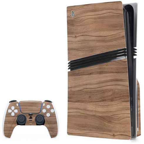 Natural Walnut Wood PlayStation PS5 Skins