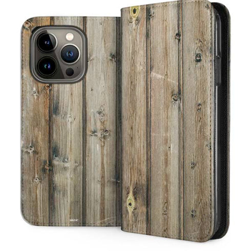 Natural Weathered Wood iPhone 13 Pro Folio Case