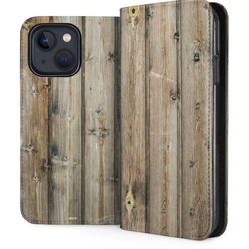 Natural Weathered Wood iPhone 14 Plus Folio Case