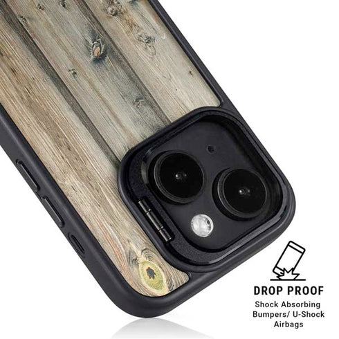 Natural Weathered Wood iPhone 15 Kickstand Case