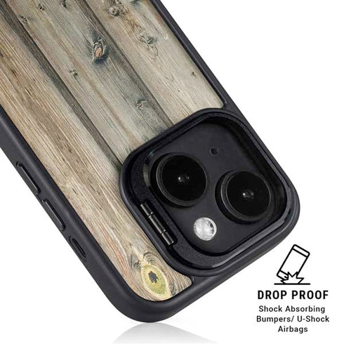 Natural Weathered Wood iPhone 15 Plus Kickstand Case