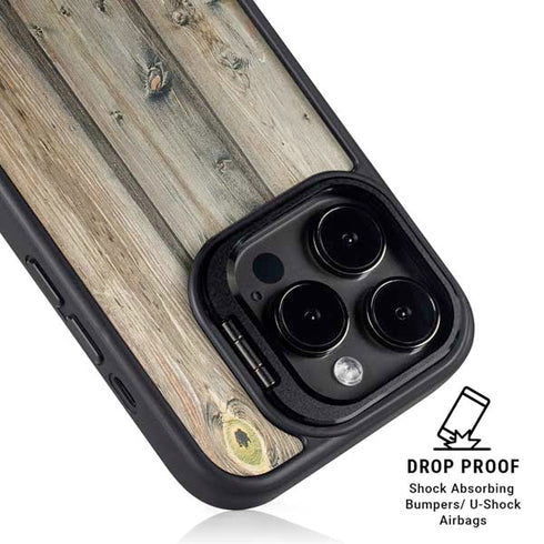 Natural Weathered Wood iPhone 15 Pro Kickstand Case
