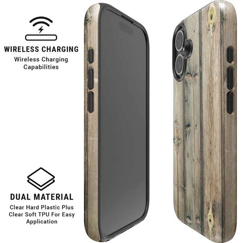 Natural Weathered Wood iPhone 16 Magsafe Impact Case
