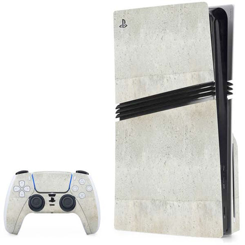 Natural White Concrete PS5 Pro Disk Bundle Skin