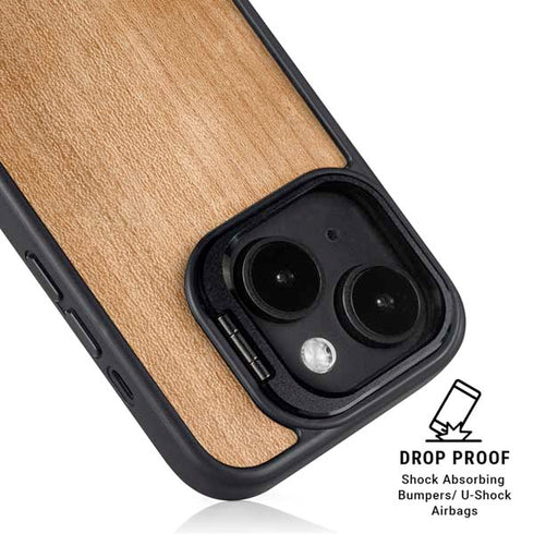 Natural Wood iPhone 15 Kickstand Case