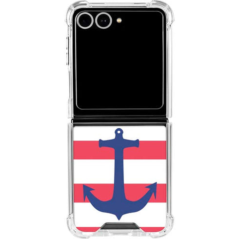 Nautical Stripes Galaxy Z Flip7 Clear Case