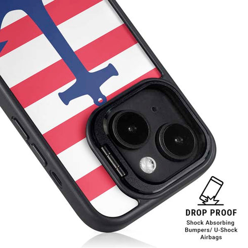 Nautical Stripes iPhone 15 Plus Kickstand Case