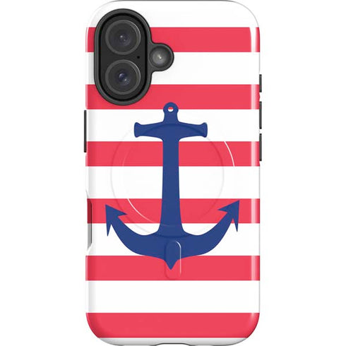 Nautical Stripes iPhone 16 Magsafe Impact Case