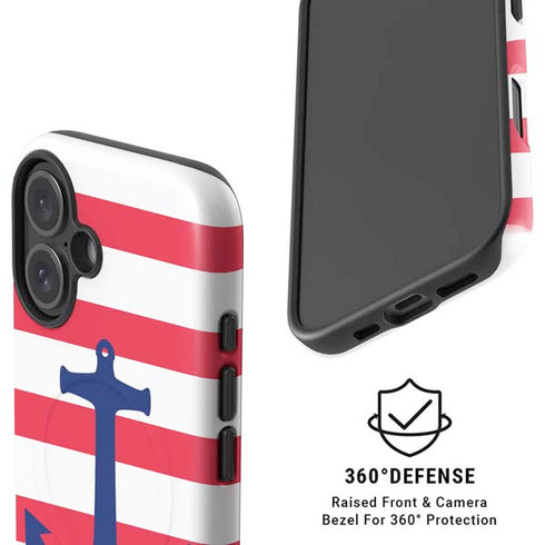 Nautical Stripes iPhone 16 Magsafe Impact Case