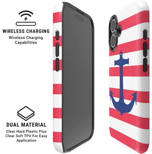 Nautical Stripes iPhone 16 Plus Magsafe Impact Case