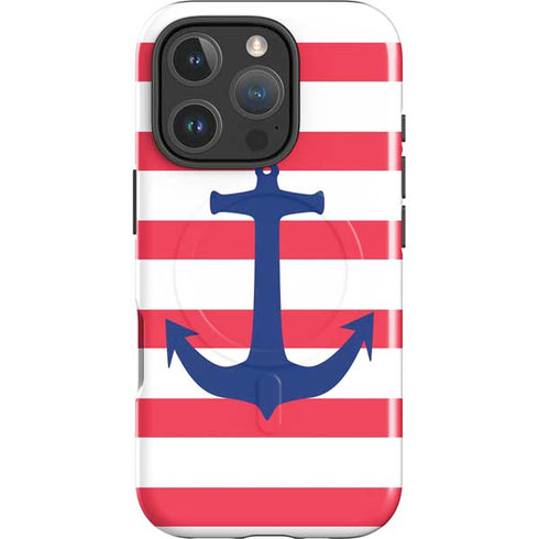 Nautical Stripes iPhone 16 Pro Max Magsafe Impact Case