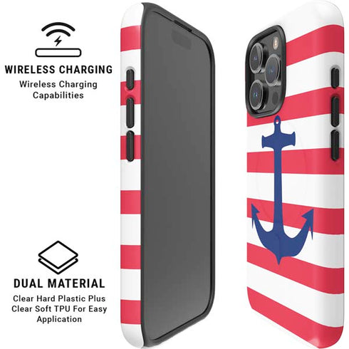 Nautical Stripes iPhone 16 Pro Max Magsafe Impact Case