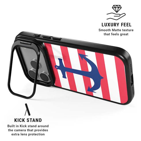 Nautical Stripes iPhone 17 Pro Kickstand Case