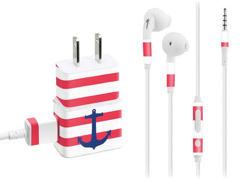 Nautical Stripes Phone Charger Skin