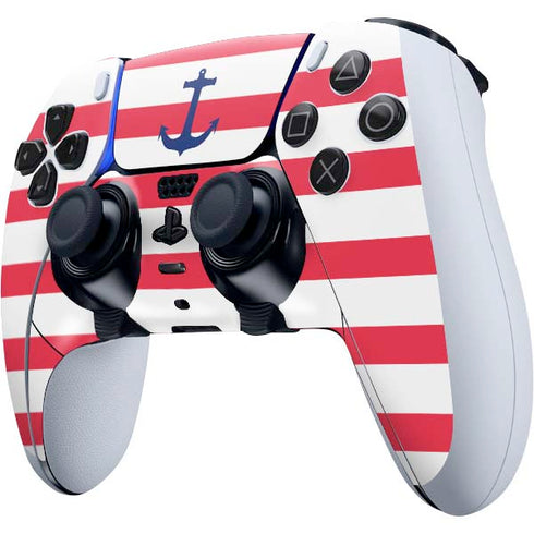 Nautical Stripes PS5 DualSense Edge Pro Controller Skin