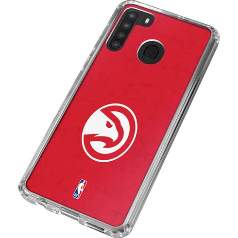 NBA Atlanta Hawks Distressed Galaxy A21 Clear Case