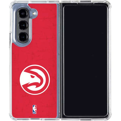 NBA Atlanta Hawks Distressed Galaxy Z Fold5 5G Clear Case