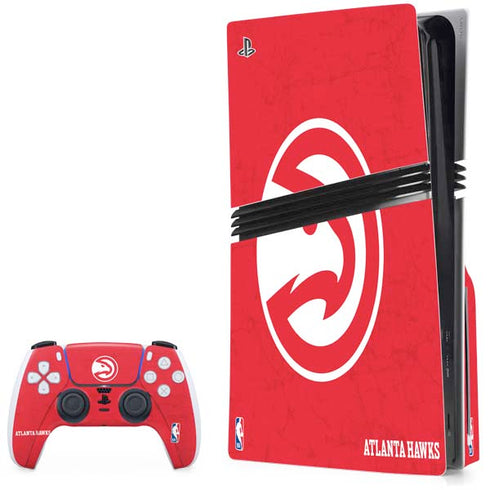 NBA Atlanta Hawks Distressed PS5 Pro Disk Bundle Skin