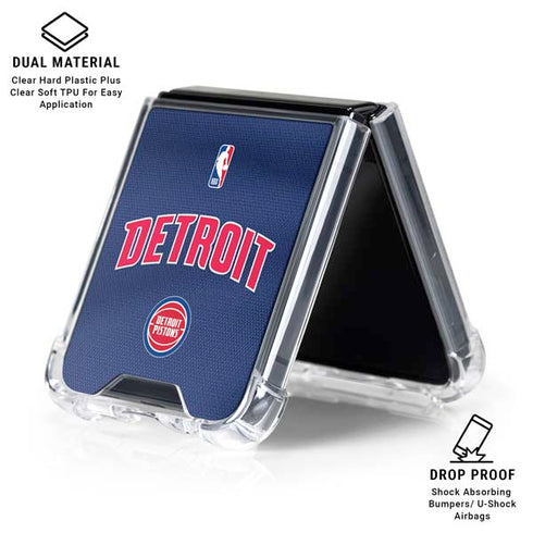 NBA Detroit Pistons Jersey Galaxy Z Flip6 Clear Case