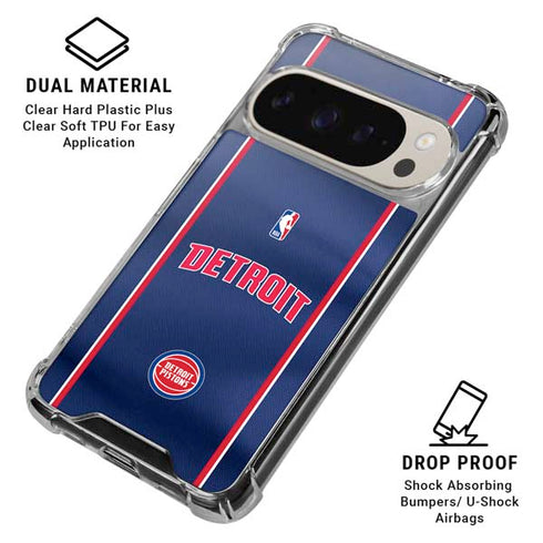 NBA Detroit Pistons Jersey Google Pixel 9 Pro XL Clear Case