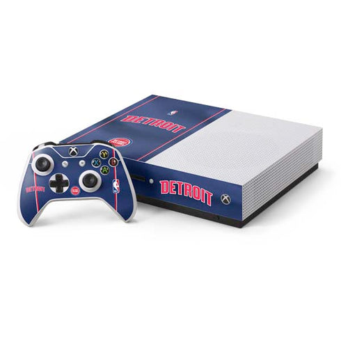 NBA Detroit Pistons Jersey Xbox One S Console and Controller Bundle Skin