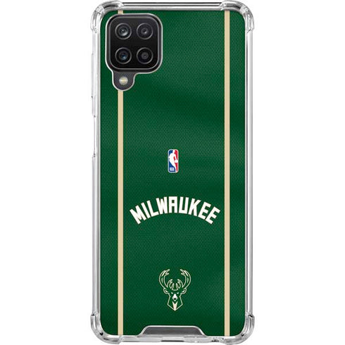 NBA Milwaukee Bucks Jersey Galaxy A12 Clear Case