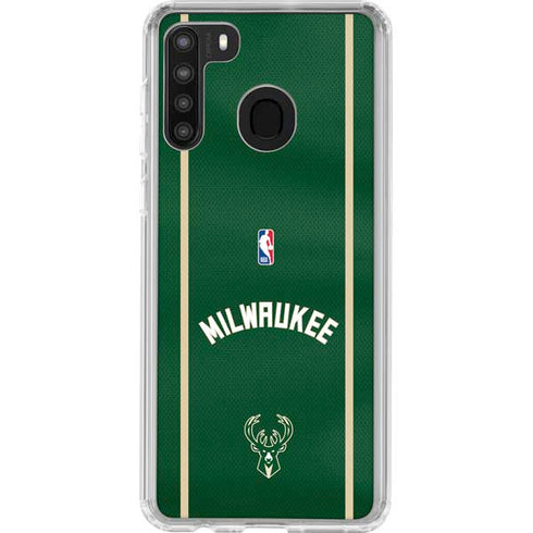 NBA Milwaukee Bucks Jersey Galaxy A21 Clear Case