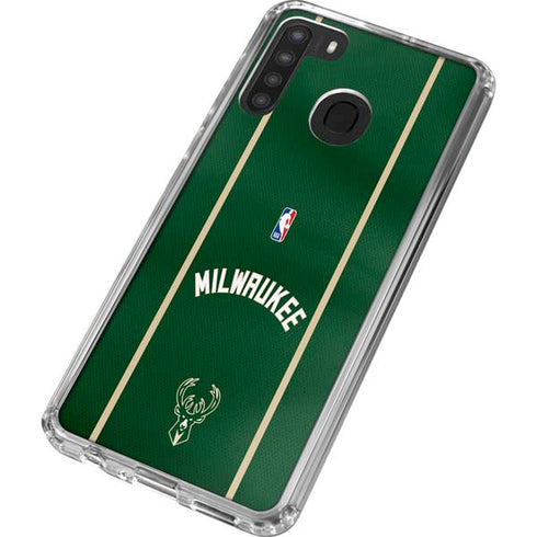 NBA Milwaukee Bucks Jersey Galaxy A21 Clear Case