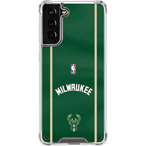 NBA Milwaukee Bucks Jersey Galaxy S21 Plus 5G Clear Case
