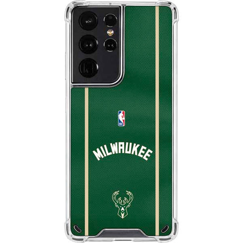 NBA Milwaukee Bucks Jersey Galaxy S21 Ultra 5G Clear Case