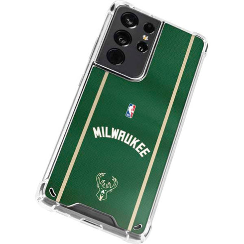 NBA Milwaukee Bucks Jersey Galaxy S21 Ultra 5G Clear Case